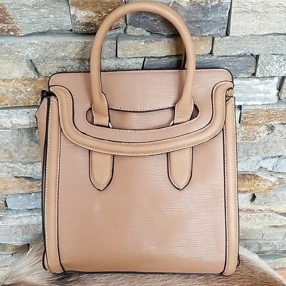 Tan Faux Leather Extra Large Shoulder Tote Bag With Removable Strap - Picture 2 of 16